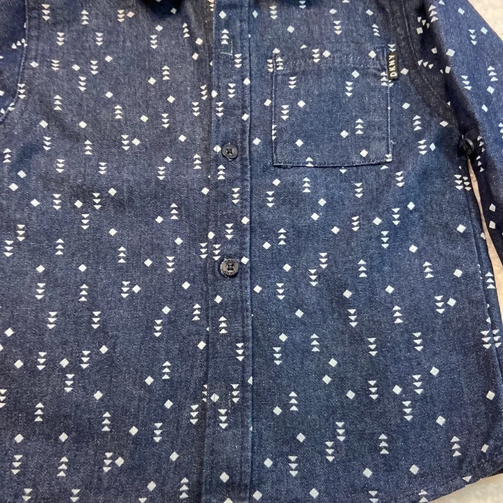 DKNY Cotton Button Down Shirt Navy 3T